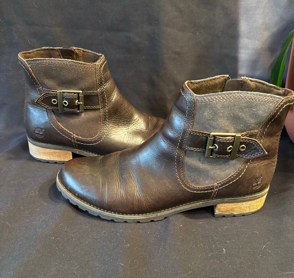 Women’s Timberland Earthkeepers Leather Bethel Zip On Ankle Boots Brown size 8.5